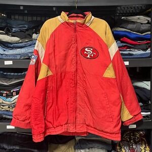 Vintage San Francisco 49ers Apex One Puffer Jacket Mens XL NFL Full Zip Red Gold